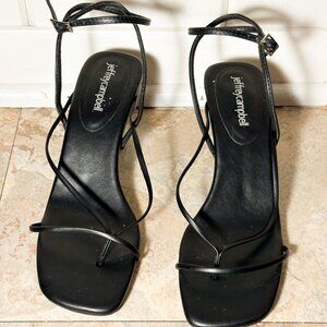 Jeffrey Campbell Leeda Ankle Strap Thong Sandal Heel Adj Strap Womens Size 7